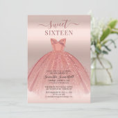 モダンSweet 16スクリプト誕生日 招待状 (スタンド正面)