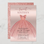 モダンSweet 16スクリプト誕生日 招待状 (正面/裏面)