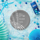 モダンSWEET MUSIC HAPPY SILVER Anniversary ペーパープレート (パーティー)