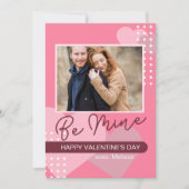 モダンSweet Pink Be Mine Valentine's Day写真 シーズンカード (正面)