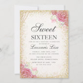 モダンSweet sixteenサプライズフローラ誕生日 招待状 (正面)