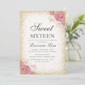 モダンSweet sixteenサプライズフローラ誕生日 招待状 (スタンド正面)