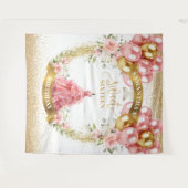 モダンSweet sixteenバック赤面ドレスグリッター タペストリー (正面(横))