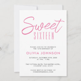 モダンSweet sixteenピンクと白 招待状