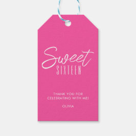 モダンSweet sixteenホットピンク女子16感謝していth you ギフトタグ