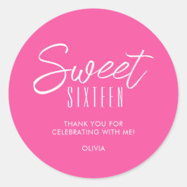 モダンSweet sixteenホットピンク女子16感謝していth you ラウンドシール