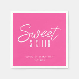 モダンSweet sixteenホットピンク女子16歳の誕生日 スタンダードカクテルナプキン