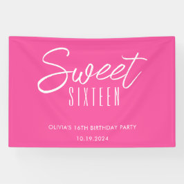 モダンSweet sixteenホットピンク女子16歳の誕生日 横断幕