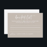 モダンTaupeスクリプ結婚トのバケットリスト アドバイスカード<br><div class="desc">モダンTaupe手書きスクリプ結婚トのバケットリストアドバイスカード</div>