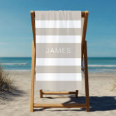 モダンTaupe Beige名ストライプの前 ビーチタオル