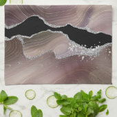 モダンTaupe & Black Agate Silver Earth Tone キッチンタオル (折り畳み)