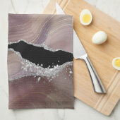 モダンTaupe & Black Agate Silver Earth Tone キッチンタオル (四つ折り)