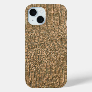 モダンTaupe Crocレザーテクスチャ iPhone 15ケース