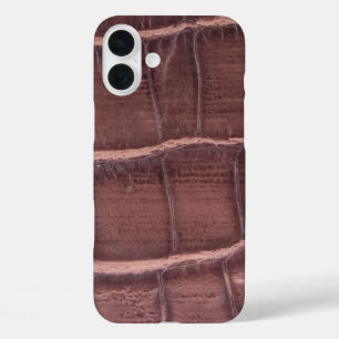 モダンTaupe Crocレザーテクスチャ iPhone 16 Plusケース