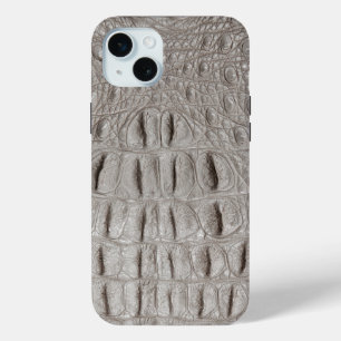 モダンTaupe Crocレザーテクスチャ iPhone 15 Miniケース