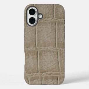 モダンTaupe Crocレザーテクスチャ iPhone 16 Plusケース