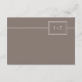 モダンTaupe Minimalistモノグラム結婚の詳細 エンクロージャーカード (裏面)