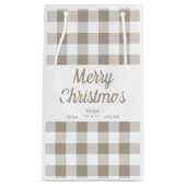 モダンTaupe Plaidメリークリスマス スモールペーパーバッグ (正面)