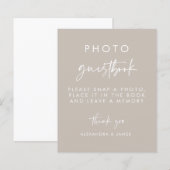 モダンTaupe Scriptの結婚Photo Guestbook Sign (正面/裏面)