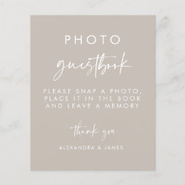 モダンTaupe Scriptの結婚Photo Guestbook Sign