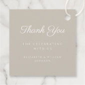 モダンTaupe Scriptフォトバプテスマ フェイバータグ (裏面)