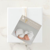 モダンTaupe Scriptフォトバプテスマ フェイバータグ (インサイチュ)