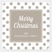 モダンTaupe Scriptメリークリスマス スクエアシール (正面)