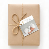 モダンTaupe Script写真バプテスマ フェイバータグ