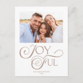 モダンTaupe Tan Joyful Christmas Holiday Photo シーズンポストカード (正面)