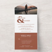 モダンTerracota Rust in White Photo 結婚's オールインワン招待状 (内側)