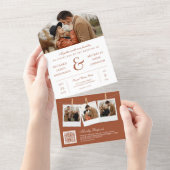 モダンTerracottaアンパサンド写真QRコー結婚ド オールインワン招待状 (貼ってはがせる)