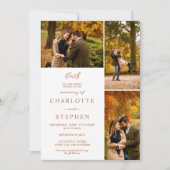 モダンterracottaイニシャル4枚の写真結婚グリッド 招待状 (正面)