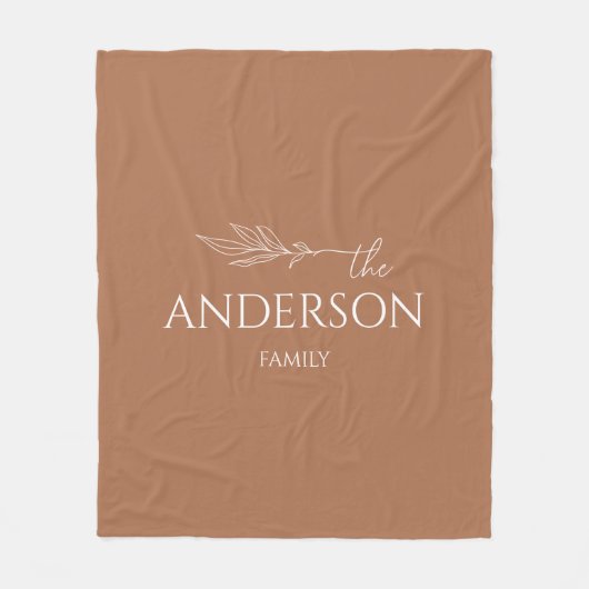 モダンTerracottaカスタマイズ可能なファミリ名 フリースブランケット (正面)