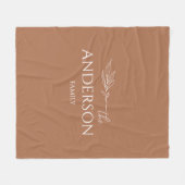 モダンTerracottaカスタマイズ可能なファミリ名 フリースブランケット (正面(横))