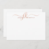 モダンTerracottaスクリプトモノグラムイニシャル ノートカード (正面/裏面)