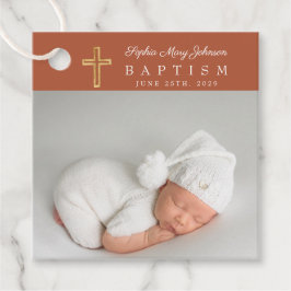 モダンTerracottaスクリプト写真バプテスマありがとう フェイバータグ