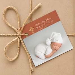 モダンTerracottaスクリプト写真バプテスマありがとう フェイバータグ