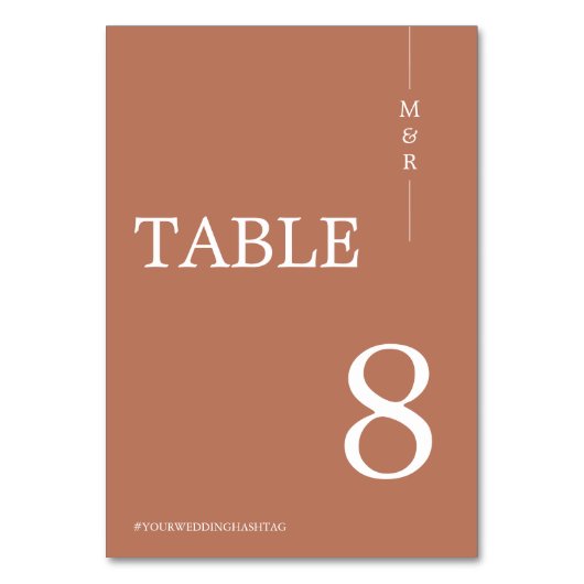 モダンTerracottaモノグラ結婚ムのテーブル番号 テーブルナンバー (正面)