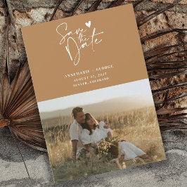 モダンTerracotta書道台本写真 セーブザデート