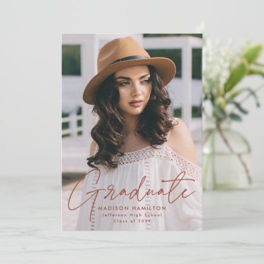 モダンTerracotta Script Photo Gradation Party 招待状 (スタンド正面)