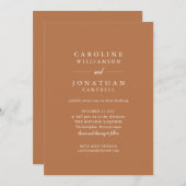 モダンTerracotta Serifミニマリスト結婚式RSVP 招待状 (正面/裏面)