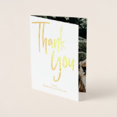モダンThank Hand Letteredの写真結婚金ゴールド 箔カード (正面)