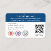 モダンThank You公証人公開写真QRコードブルー 名刺 (裏面)