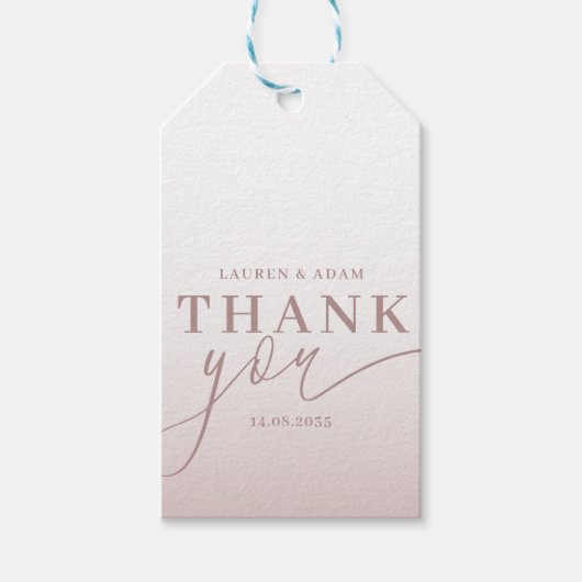 モダンThank You書道バラ金ゴールド結婚 ギフトタグ (正面)
