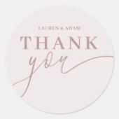 モダンThank You書道バラ金ゴールド ラウンドシール (正面)