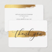 モダンTHANK YOU LUXURY書道金ゴールドブラシ サンキューカード (正面/裏面)
