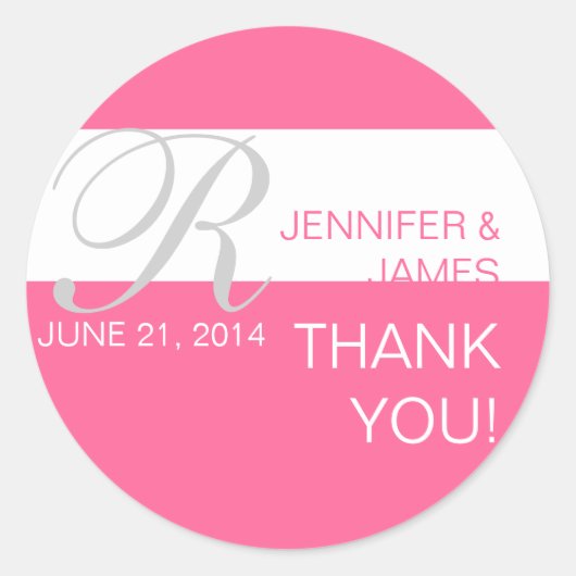 モダンThank You Monogram結婚式用シール ラウンドシール (正面)