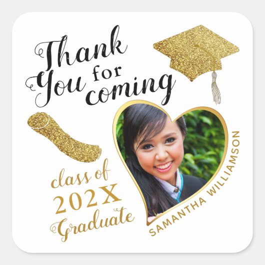 モダンThank You Photo 2025 Graduation Fever スクエアシール (正面)