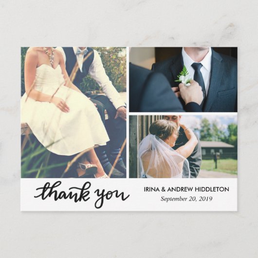 モダンThank You Photos 結婚 ThreeS Photos ポストカード (正面)