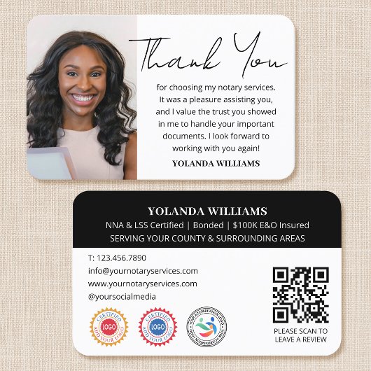 モダンThank You Voxivalent Public Photo QR Code Black 名刺